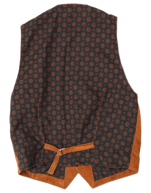 Vintage Mens Suede Waistcoat UK 38 Medium Brown Leather