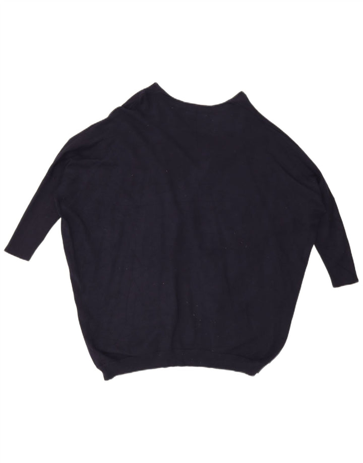 Zara Womens Batwing Oversized Cardigan Sweater UK 14 Medium Navy Blue