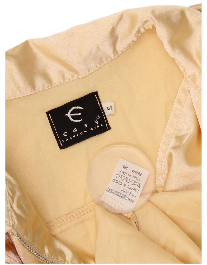 Easy Womens Crop Short Sleeve Shirt Blouse UK 10 Small Beige Polyester
