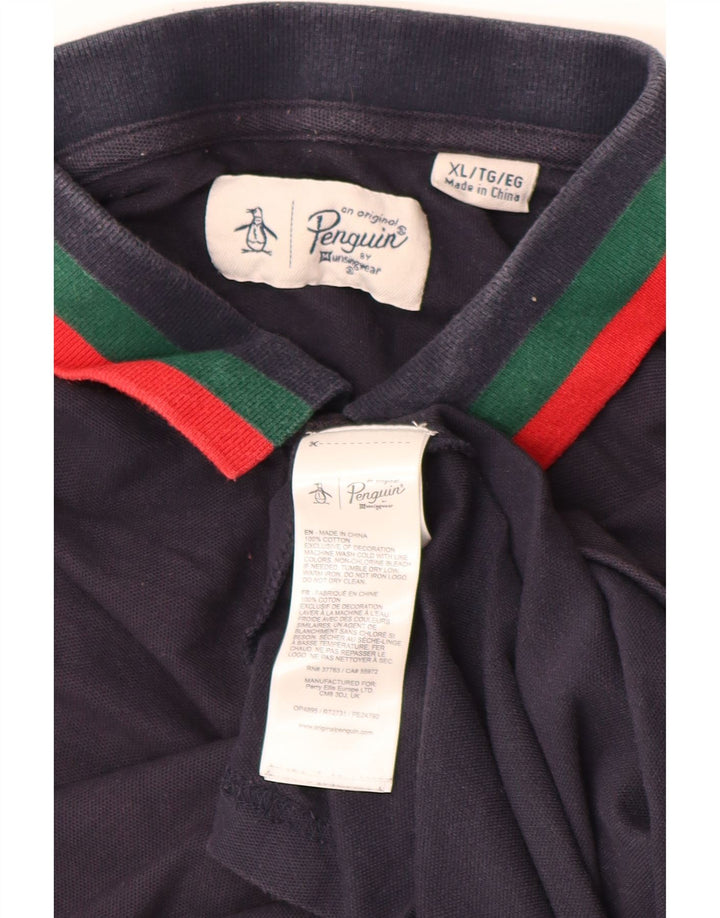 PENGUIN Mens Polo Shirt XL Navy Blue Cotton