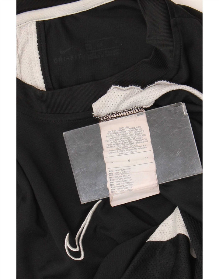 Nike Mens Dri Fit T-Shirt Top Large Black Colourblock Polyester