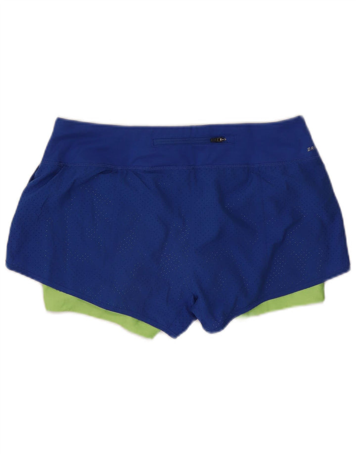 Nike Womens Dri Fit Sport Shorts UK 14 Medium Blue Colourblock Polyester