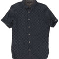 Ted Baker Mens Short Sleeve Shirt Size 3 Medium Navy Blue Geometric Cotton