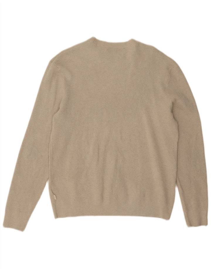 Marks & Spencer Mens Crew Neck Jumper Sweater Large Beige Polyester
