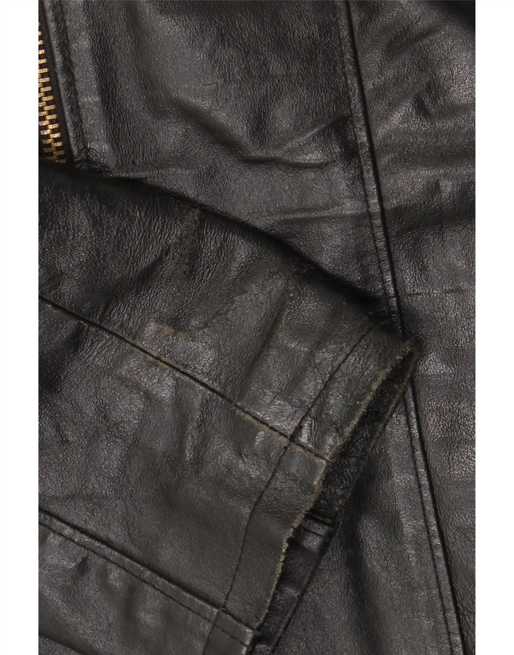 Vintage Womens Leather Jacket UK 18 XL Black Leather