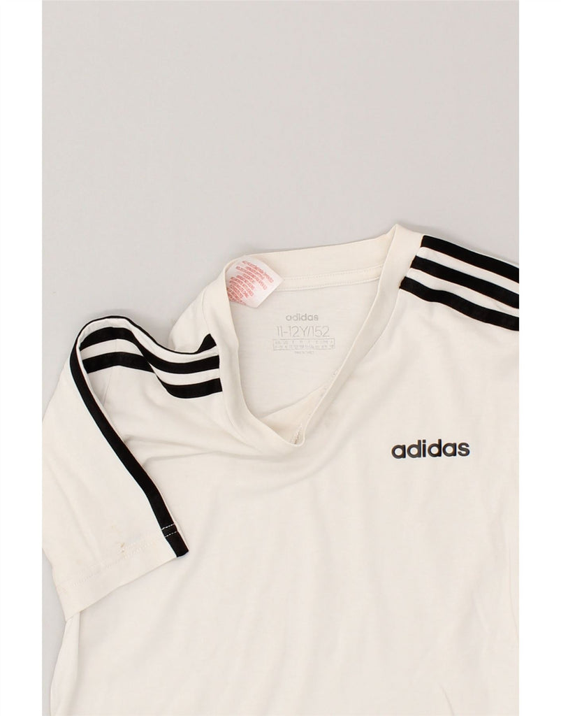 ADIDAS Boys T-Shirt Top 11-12 Years White Cotton | Vintage Adidas | Thrift | Second-Hand Adidas | Used Clothing | Messina Hembry 