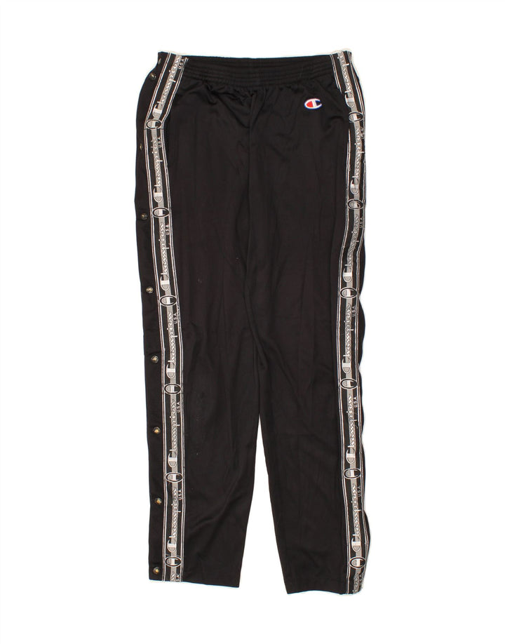 CHAMPION Mens Graphic Tracksuit Trousers Small Black Polyester Vintage Champion and Second-Hand Champion from Messina Hembry 
