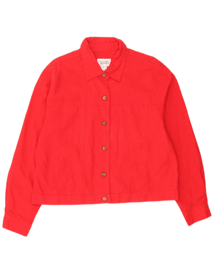 Cristopher & Banks Womens Bomber Jacket UK 16 Large Red Linen