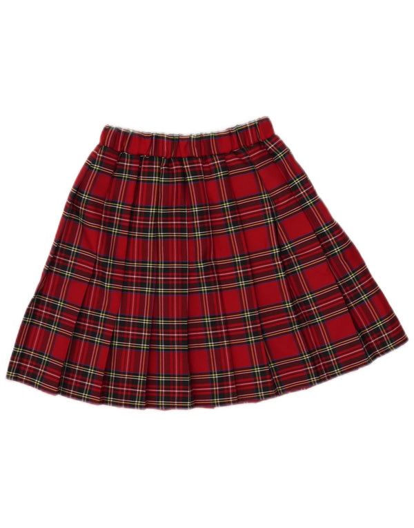 Shein Girls Pleated Skirt 11-12 Years W25 Red Check Polyester