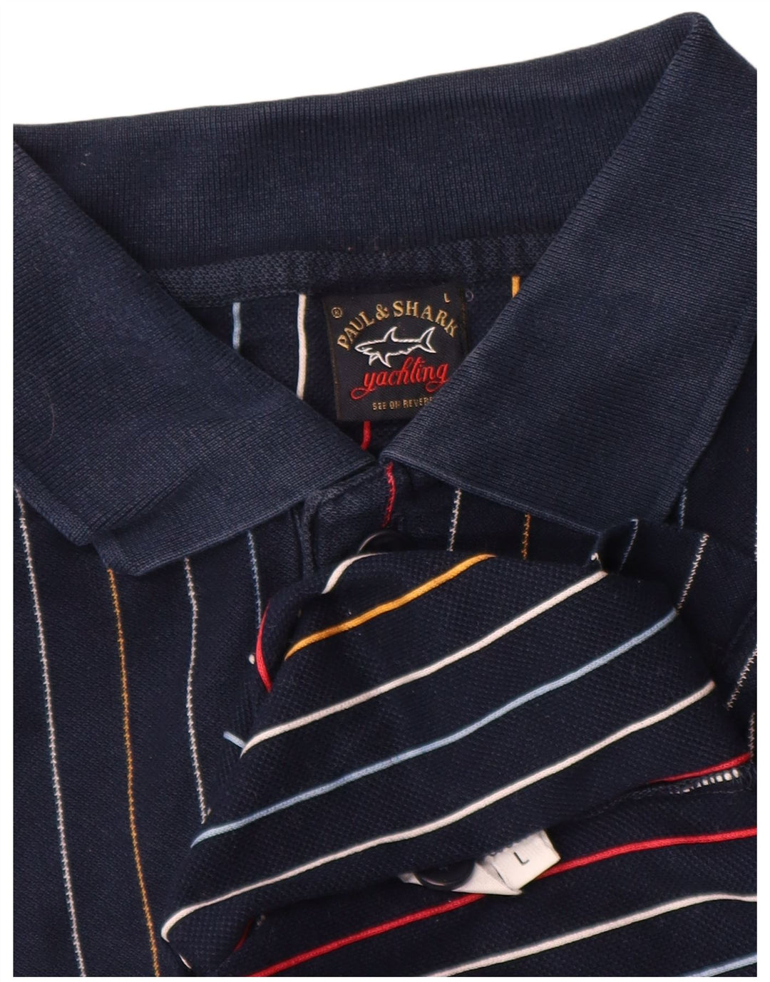 Paul & Shark Mens Polo Shirt Large Navy Blue Striped