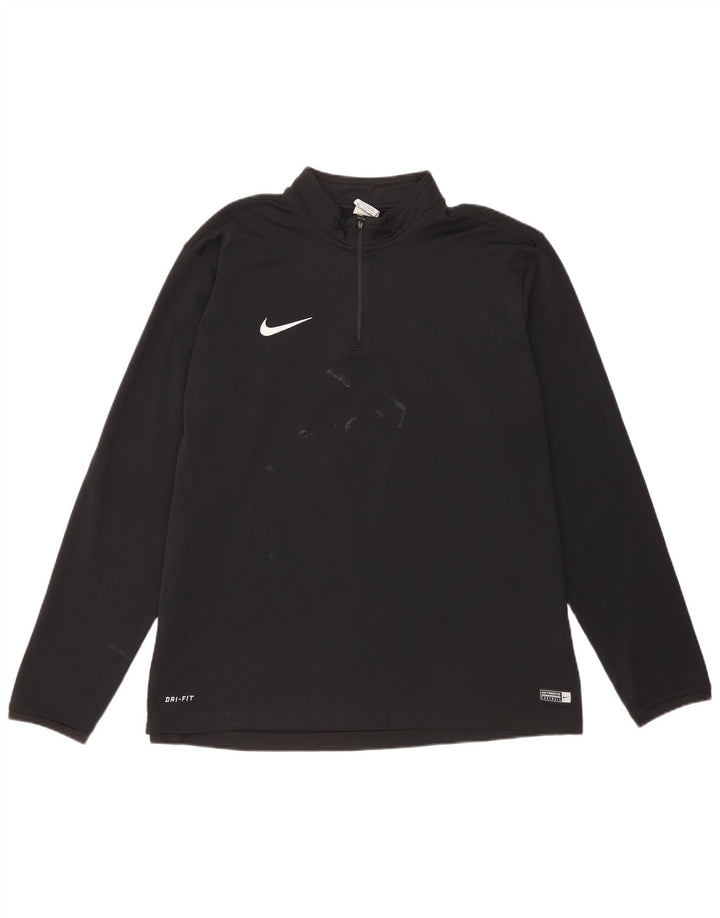 Nike Mens Dri Fit Zip Neck Pullover Tracksuit Top 2XL Black Polyester