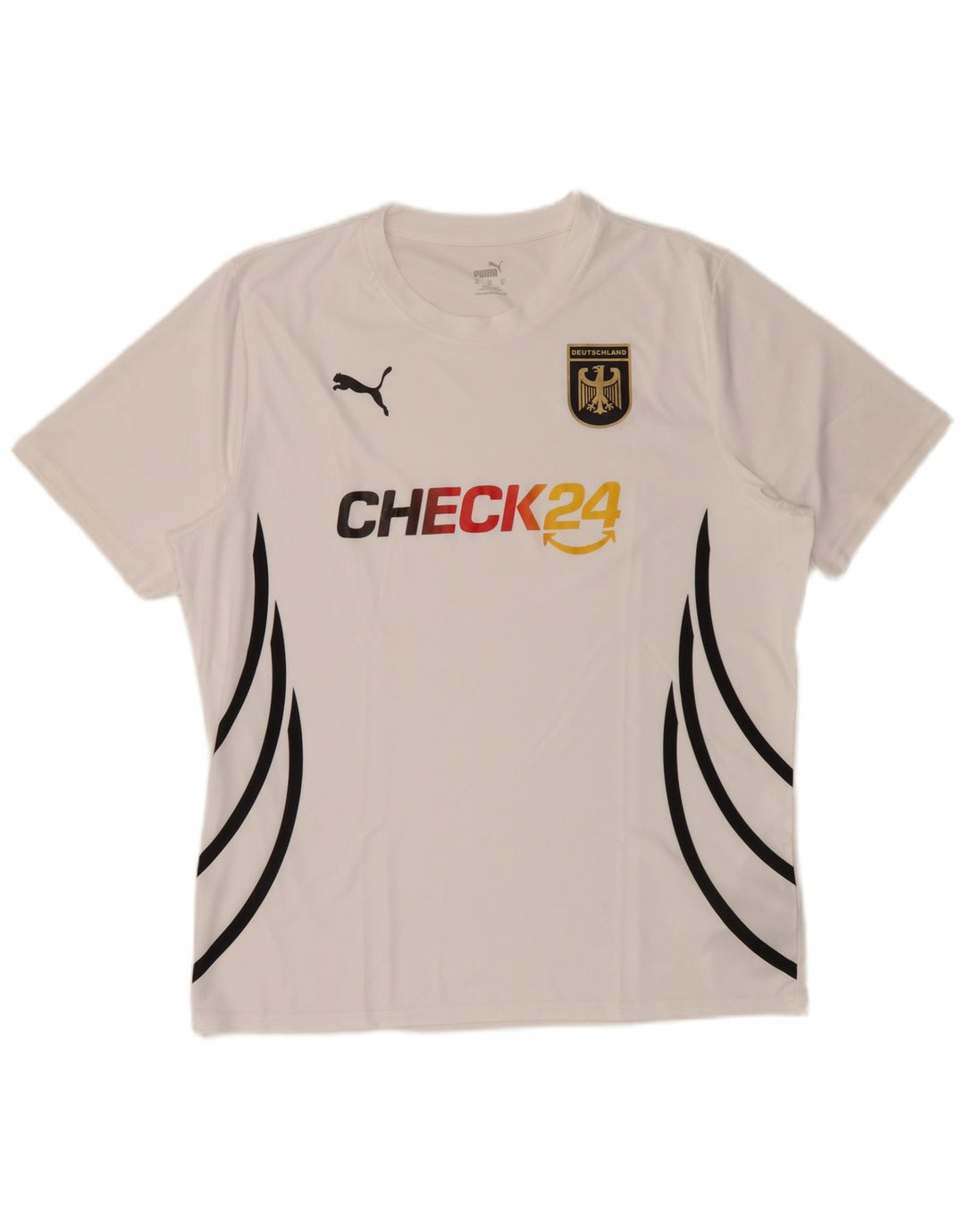 Puma Mens Deutshland Graphic T-Shirt Top XL White Striped Polyester
