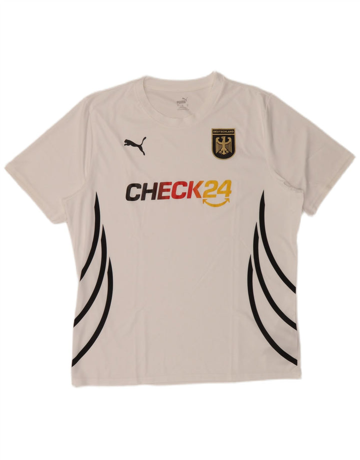 Puma Mens Deutshland Graphic T-Shirt Top XL White Striped Polyester