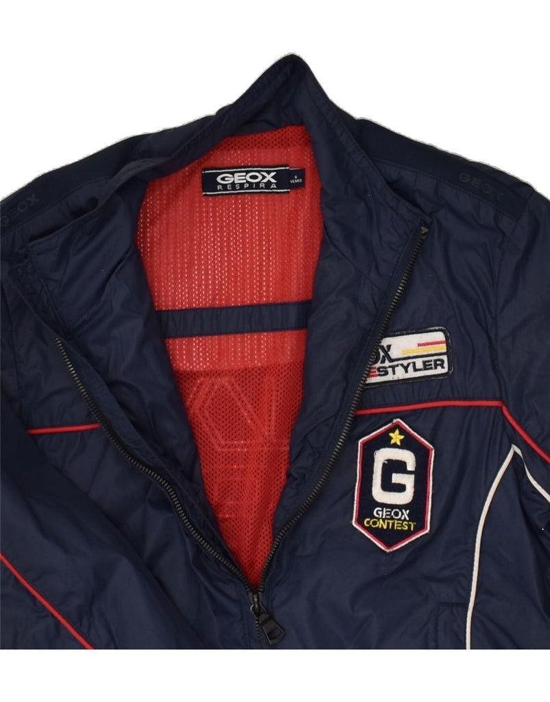 GEOX Boys Graphic Bomber Jacket 7-8 Years Navy Blue Polyester | Vintage Geox | Thrift | Second-Hand Geox | Used Clothing | Messina Hembry 