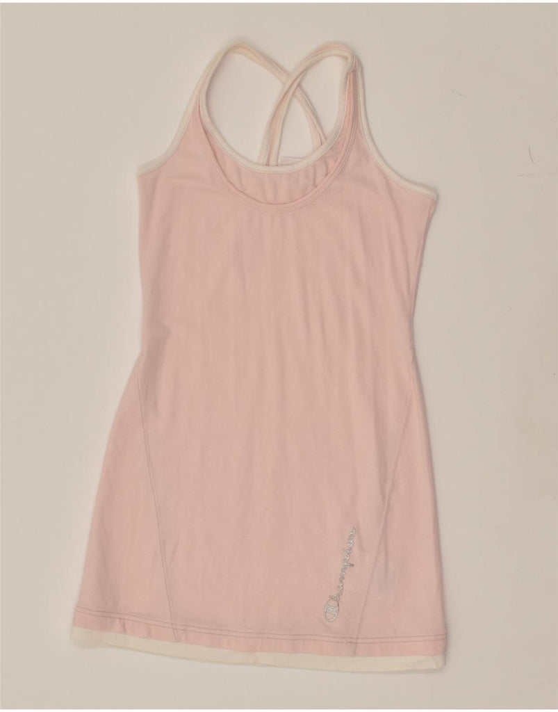 CHAMPION Girls Graphic Tennis Dress 11-12 Years Large Pink Cotton | Vintage Champion | Thrift | Second-Hand Champion | Used Clothing | Messina Hembry 