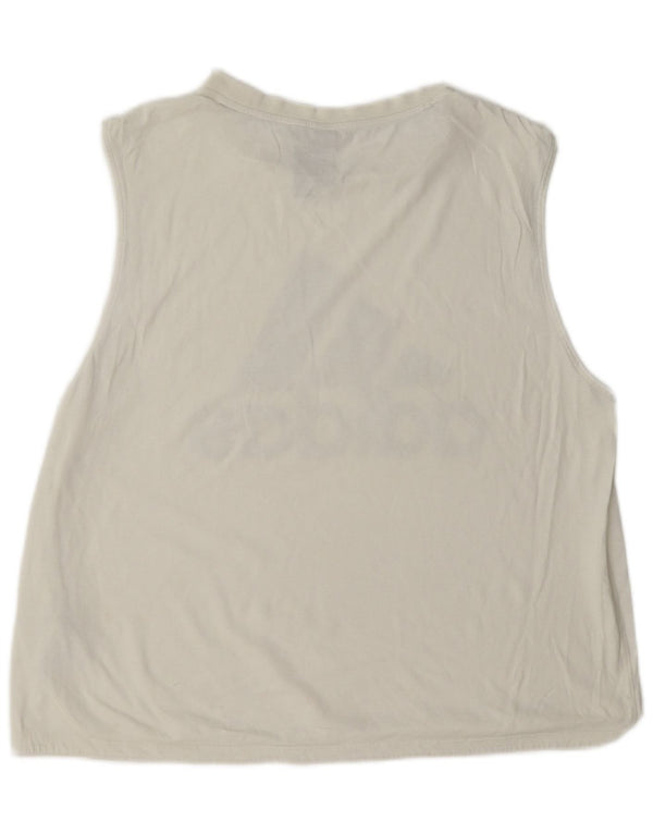 Adidas Womens Graphic Vest Top UK 16/18 Large White Polyester Sports