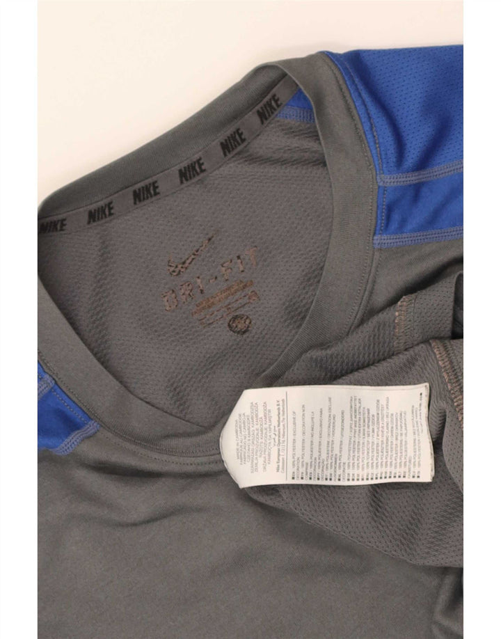 Nike Mens Dri Fit T-Shirt Top Small Grey Colourblock Polyester