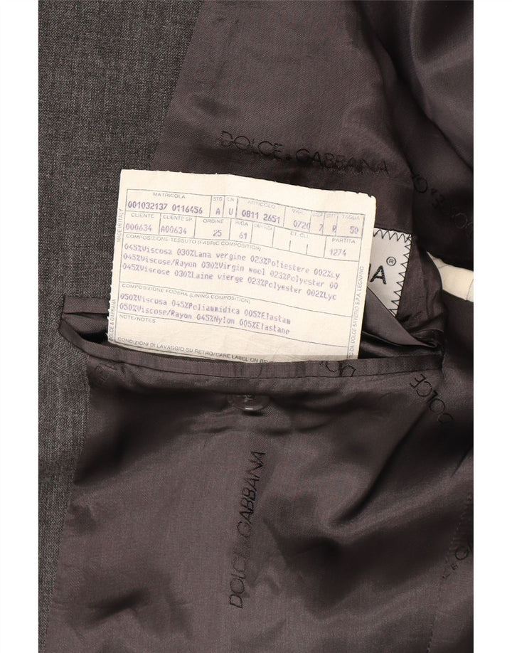Dolce & Gabbana Mens 3 Button Blazer Jacket IT 50 Large Grey Viscose