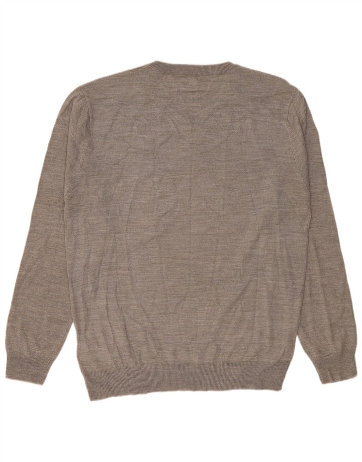 Pierre Cardin Mens V-Neck Jumper Sweater Large Grey Acrylic