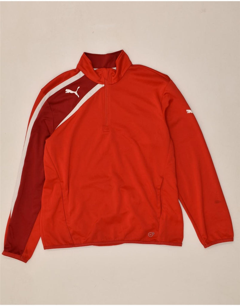 PUMA Mens Graphic Zip Neck Pullover Tracksuit Top Large Red Colourblock | Vintage Puma | Thrift | Second-Hand Puma | Used Clothing | Messina Hembry 