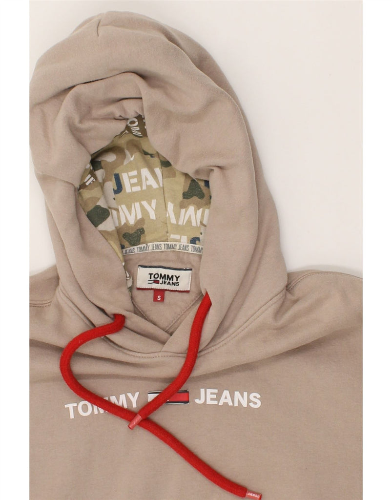 TOMMY HILFIGER Mens Graphic Hoodie Jumper Small Beige Vintage Tommy Hilfiger and Second-Hand Tommy Hilfiger from Messina Hembry 