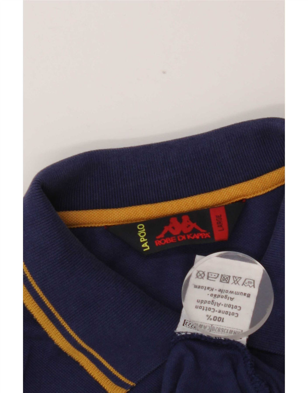 Kappa Mens Polo Shirt Large Navy Blue Striped Cotton