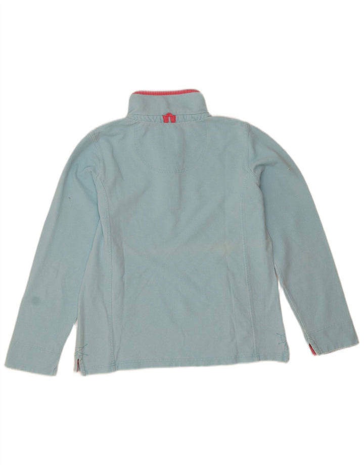 Crew Clothing Womens Button Neck Sweatshirt Jumper UK 12 Medium Blue Cotton