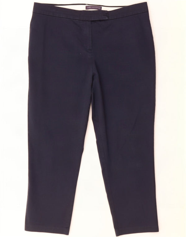 Marks & Spencer Womens Cropped Trousers UK 14 Large W32 L23 Navy Blue