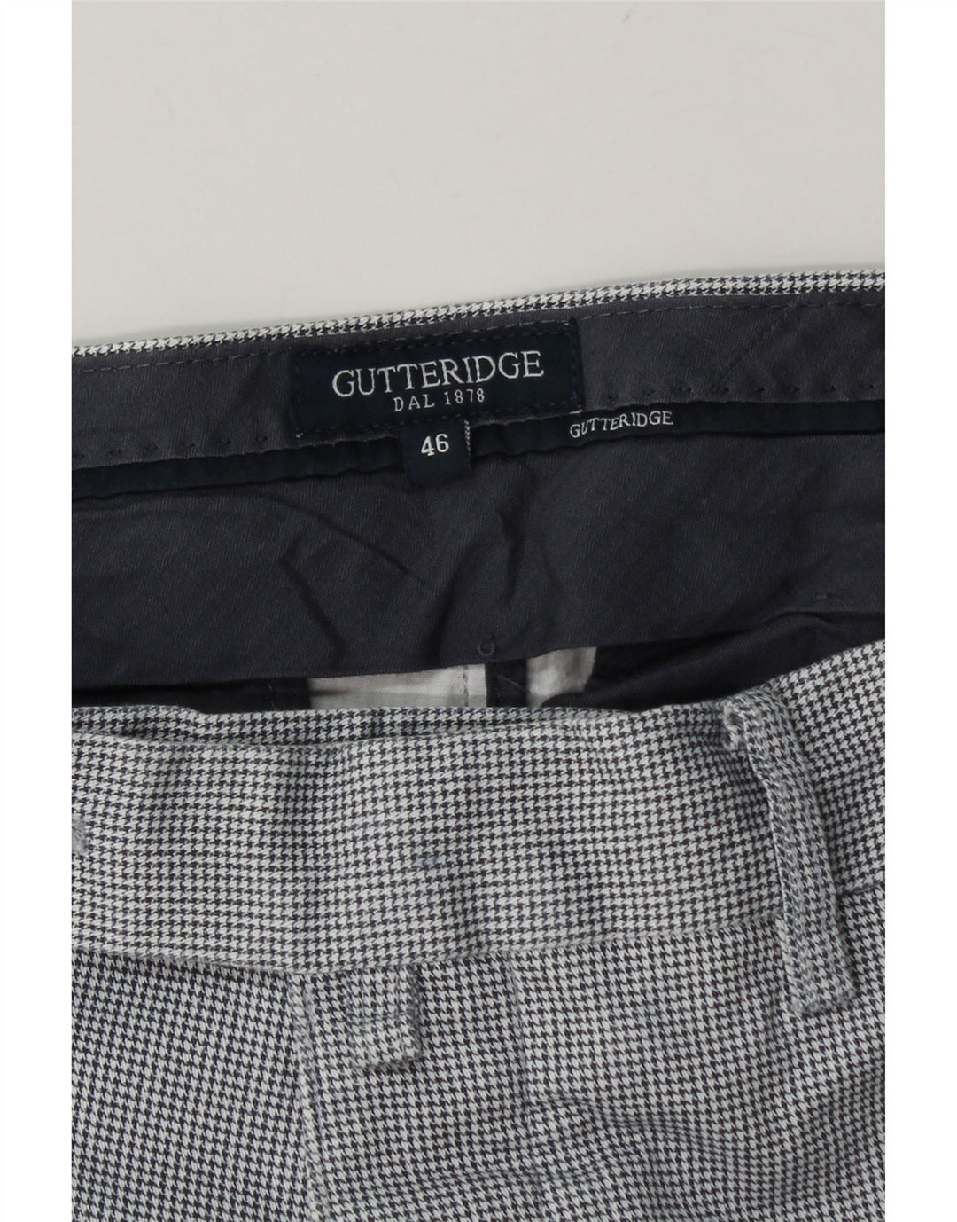 Gutteridge Mens Skinny Suit Trousers IT 46 Small W32 L32 Blue Houndstooth