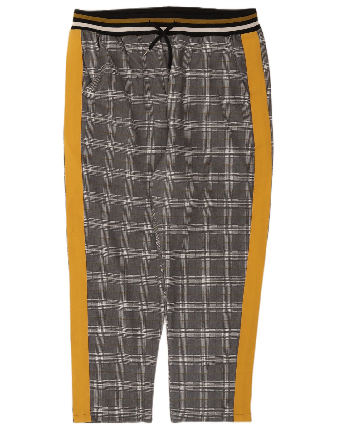 Zara Womens Crop Tracksuit Trousers UK 14 Large Grey Check Polyester