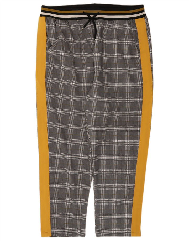 Zara Womens Crop Tracksuit Trousers UK 14 Large Grey Check Polyester