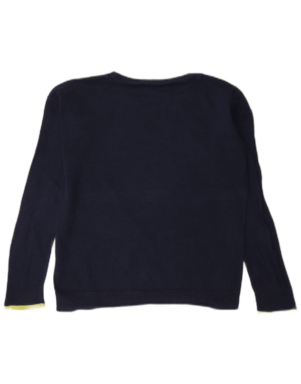 Gap Girls Graphic Boat Neck Jumper Sweater 12-13 Years XL Navy Blue Heart