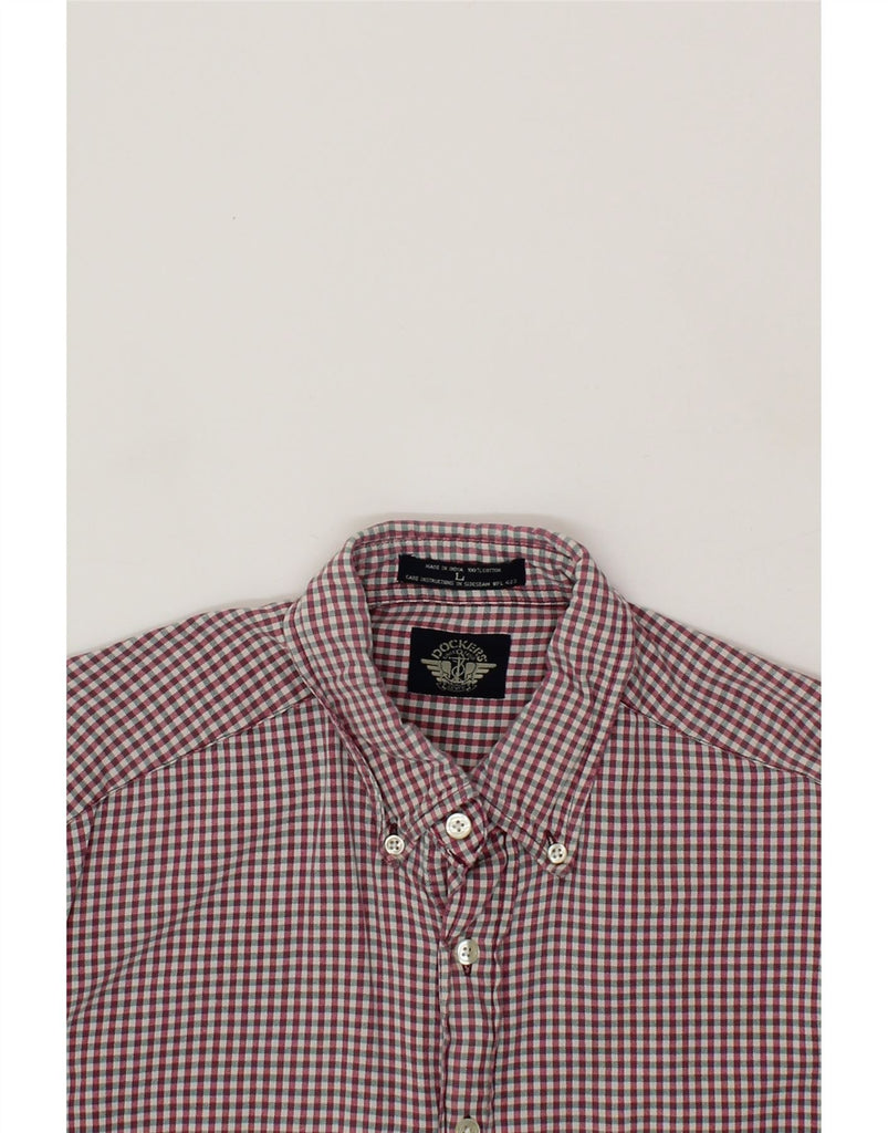 DOCKERS Mens Shirt Large Maroon Gingham Cotton Vintage Dockers and Second-Hand Dockers from Messina Hembry 