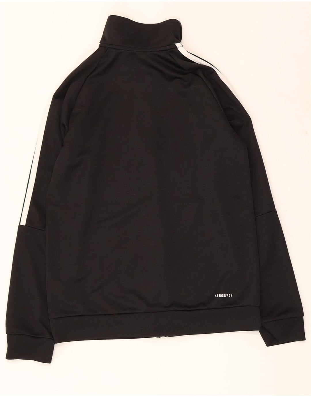 ADIDAS Boys Aeroready Tracksuit Top Jacket 11-12 Years Black Polyester