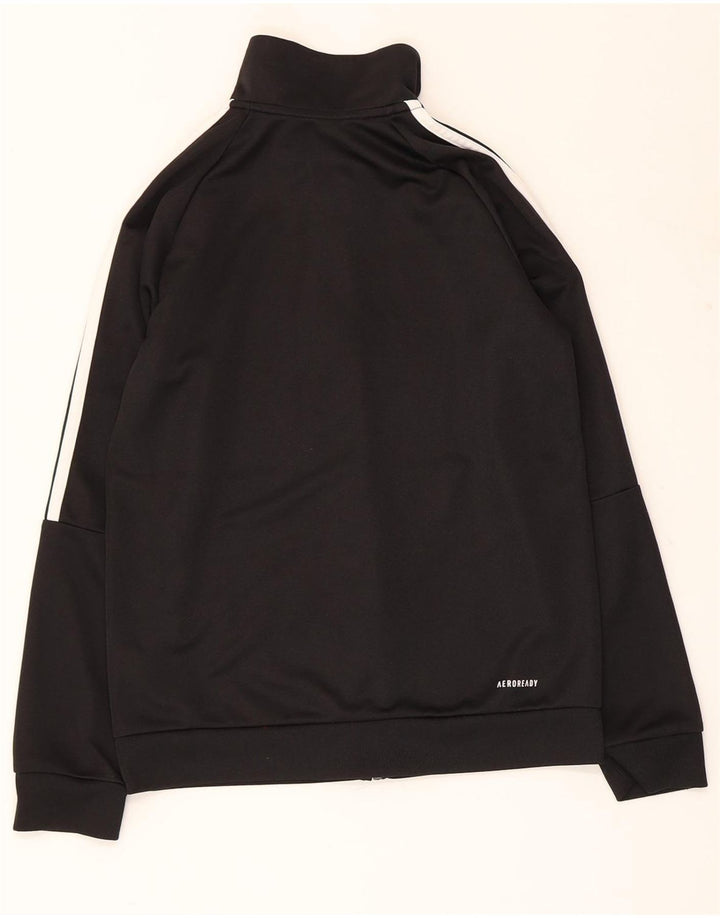 ADIDAS Boys Aeroready Tracksuit Top Jacket 11-12 Years Black Polyester