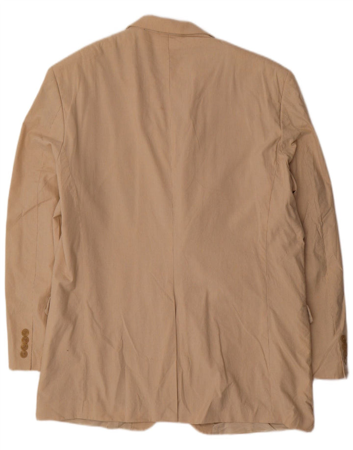 Chaps Mens 2 Button Blazer Jacket UK 44 2XL Beige Pinstripe Cotton