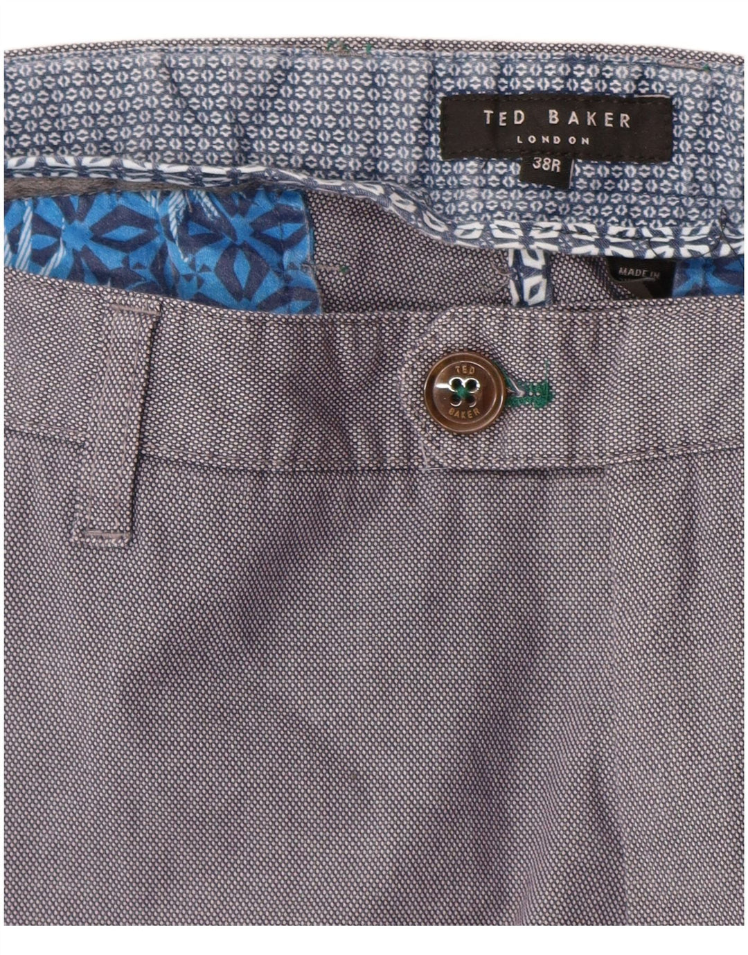 Ted Baker Mens Straight Chino Trousers W38 L30 Blue Cotton