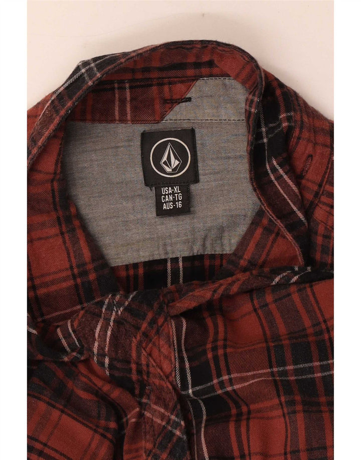 Volcom Mens Flannel Shirt XL Orange Check