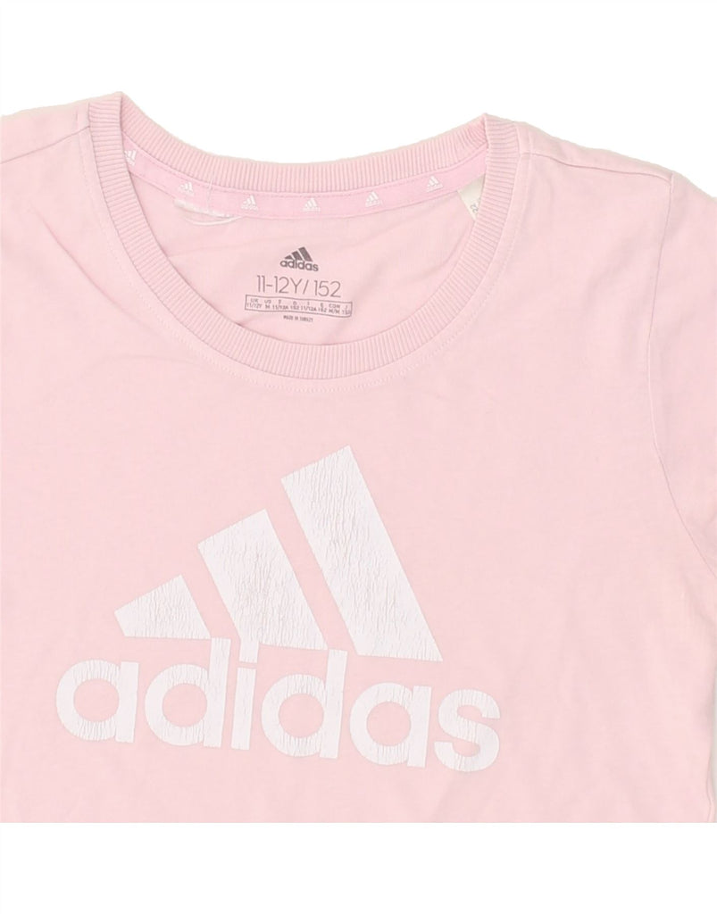 ADIDAS Girls Graphic T-Shirt Top 11-12 Years Pink Cotton | Vintage Adidas | Thrift | Second-Hand Adidas | Used Clothing | Messina Hembry 