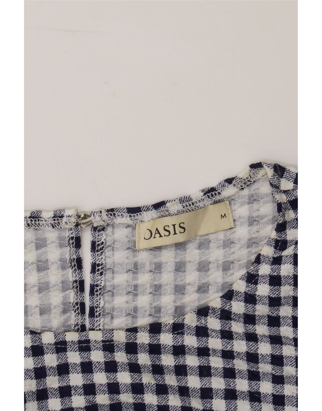 OASIS Womens Tiered Dress UK 12 Medium Navy Blue Gingham Polyester Vintage Oasis and Second-Hand Oasis from Messina Hembry 