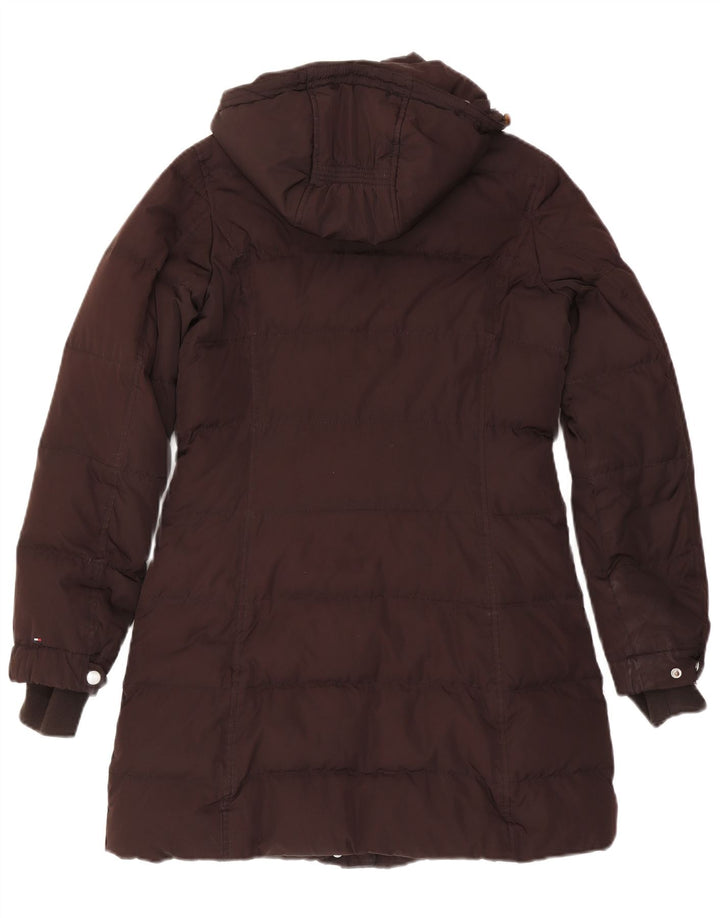 Tommy Hilfiger Womens Hooded Padded Coat UK 14 Medium Brown Polyester