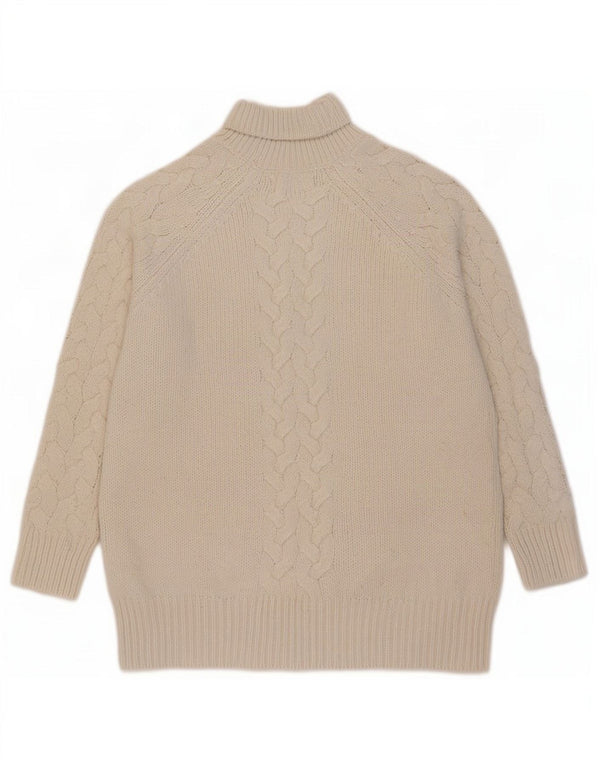 Marks & Spencer Womens Turtle Neck Jumper Sweater UK 16 Large Beige Acrylic