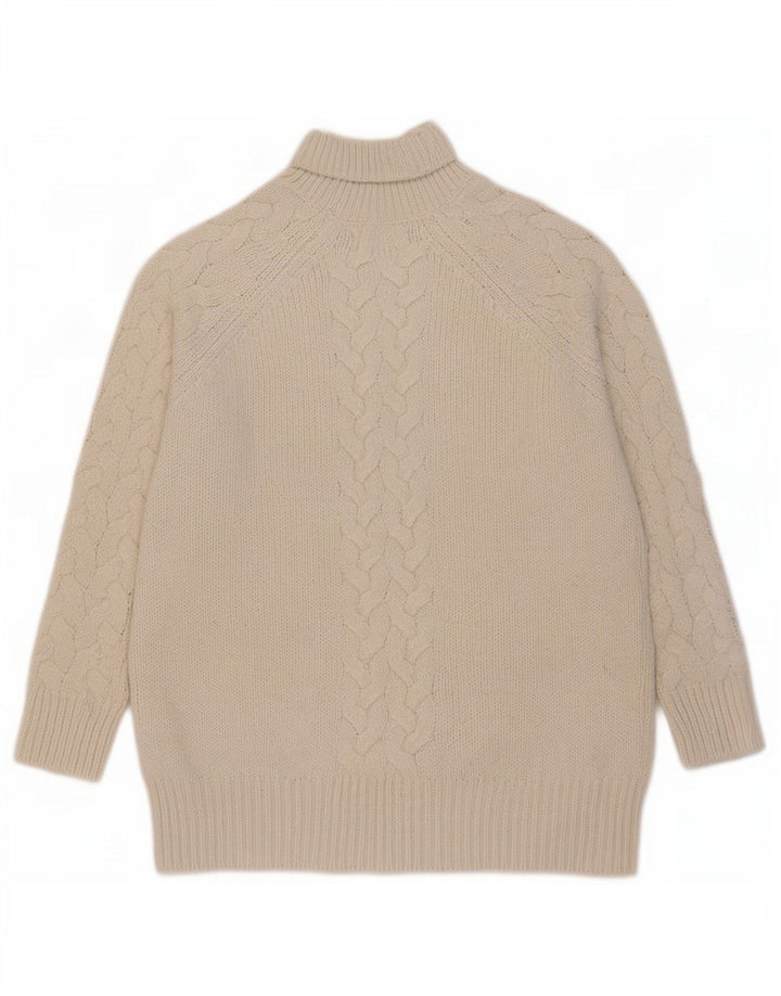 Marks & Spencer Womens Turtle Neck Jumper Sweater UK 16 Large Beige Acrylic