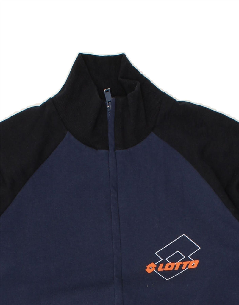 LOTTO Mens Tracksuit Top Jacket IT 48 Medium Navy Blue Colourblock Cotton | Vintage Lotto | Thrift | Second-Hand Lotto | Used Clothing | Messina Hembry 