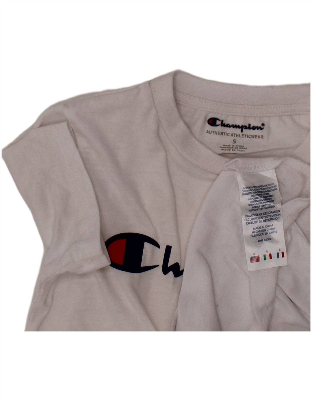 CHAMPION Boys Graphic T-Shirt Top 4-5 Years White Cotton