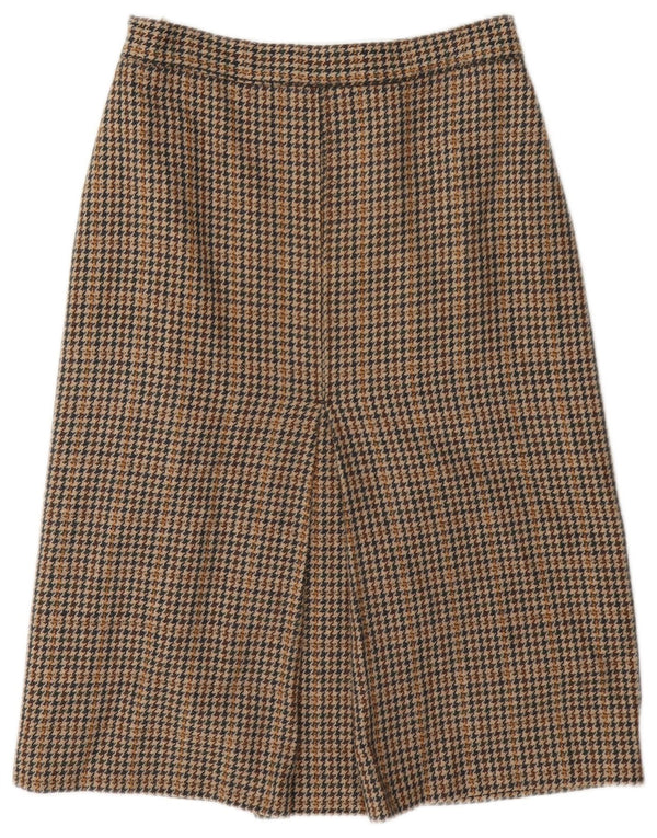 Vintage Womens A-Line Skirt W26 Small Brown Houndstooth