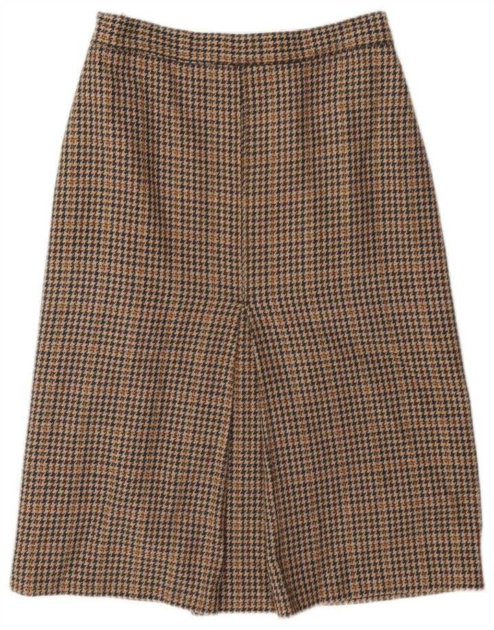 Vintage Womens A-Line Skirt W26 Small Brown Houndstooth