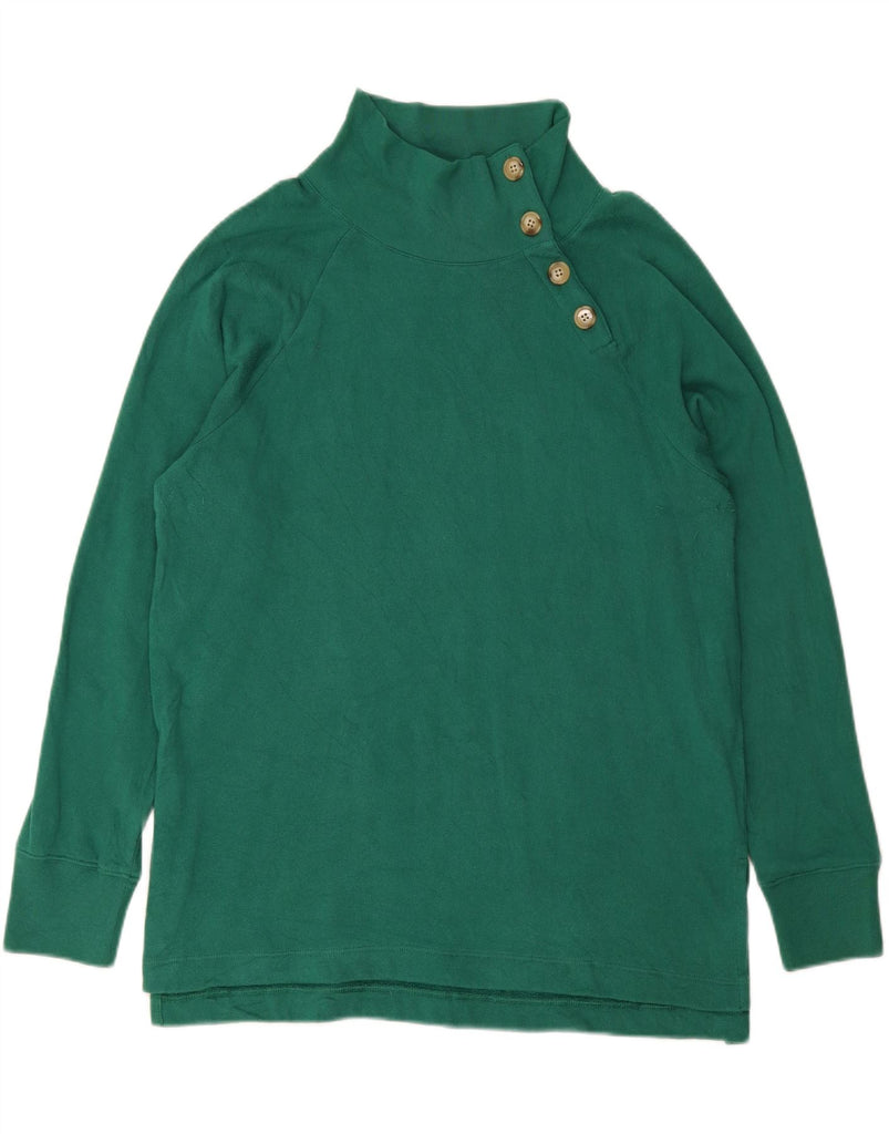 J. CREW Womens Button Neck Sweatshirt Jumper UK 16 Large Green Cotton Vintage J. Crew and Second-Hand J. Crew from Messina Hembry 