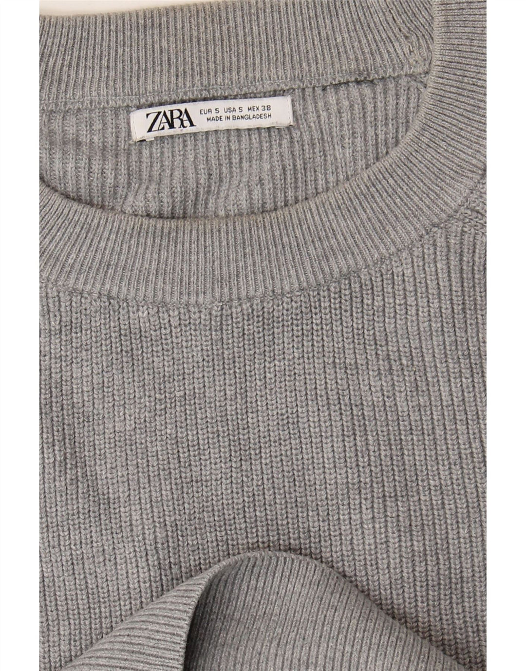 ZARA Mens Crew Neck Jumper Sweater Small Grey Vintage Zara and Second-Hand Zara from Messina Hembry 