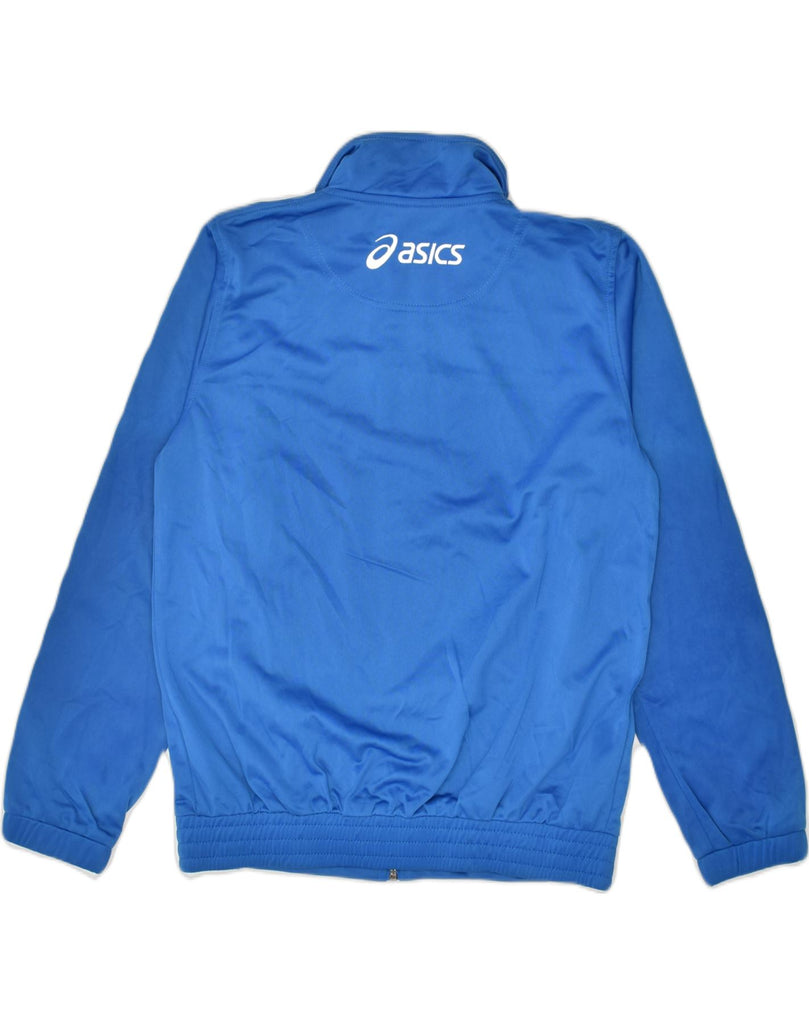 ASICS Boys Graphic Tracksuit Top Jacket 11-12 Years Blue Polyester | Vintage Asics | Thrift | Second-Hand Asics | Used Clothing | Messina Hembry 